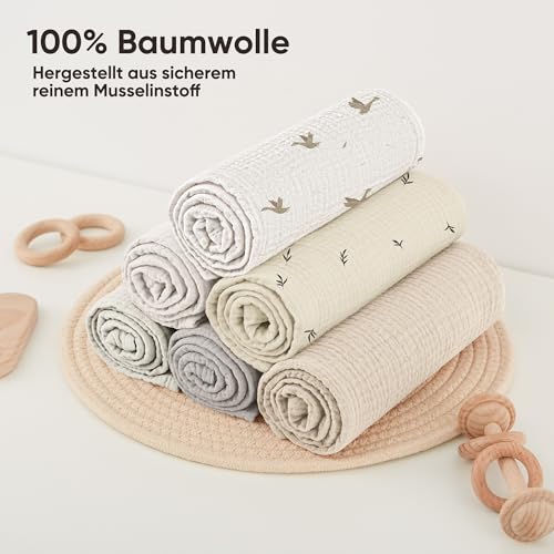 Bearmoss Moltontücher Baby 100% Baumwolle Weiche Spucktücher Baby,Atmungsaktiv und Extrem Saugfähig Musselin Tuch für Saugstark Mulltücher… – Ansicht 6