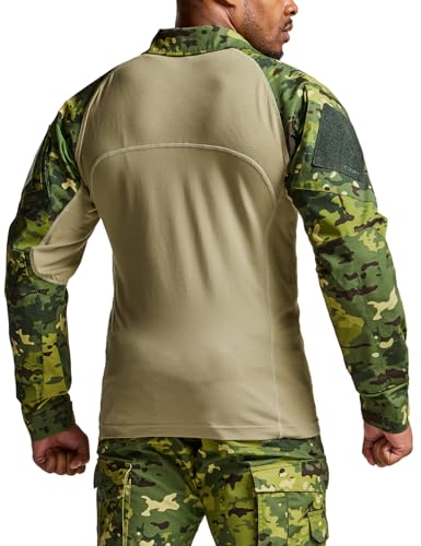 Image of CQR Men's Tactical Combat Shirt, 1 /4 Zip Long Sleeve Breathable Military BDU Training Top for Shooting, Hunting, Range Use