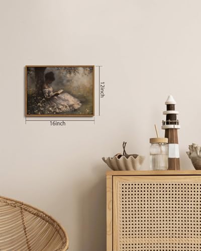 Image of KISSFOX Vintage Framed Wall Art Decor Moody African American Pictures Paintings Wall Decor Victorian Black Girl Canvas Art Prints Modern Farmhouse Black Woman Artwork For Kitchen Living Room Bedroom