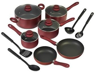 14-Pc. Cookware Set - Red. (pack of 6) A1