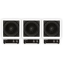 Theater Solutions TS1000 Flush Mount 10" Subwoofer Speaker and Amp 3 Pack