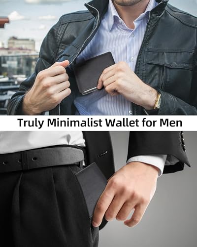 Image of Wallet for Men, Built-in Bluetooth Tracker with Apple Find My (iOS Only), RFID Blocking Bifold Mens Air Tag Wallet with GPS Tracker, Rechargeable Wallets Finder, Gift for Him, Midnight Black