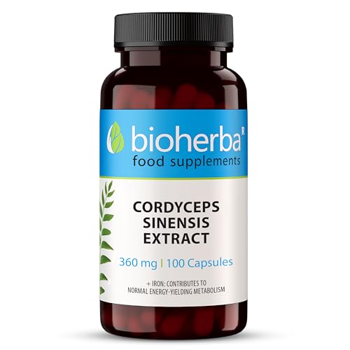 Cordyceps extracto de hongo 360 mg - 200 cápsulas para energía y apoyo inmunitario de BIOHERBA
