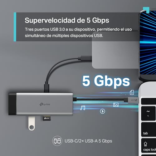 Hub USB-C multipuerto para teletrabajo eficiente con salida HDMI 4K60Hz 7
