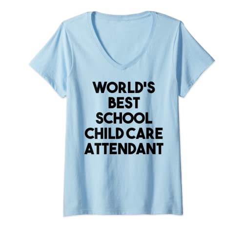 Femme World's Best School Child Care Survenant T-Shirt avec Col en V