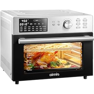 Smart Toaster Oven Air Fryer Combo, 21-in-1 XL Air Fryer Stainless Steel, 32QT Convection Oven Countertop with Toast, Air Fry, Rotisserie, Dehydrate and Grill. 6 Accessories, Recipes,1800W