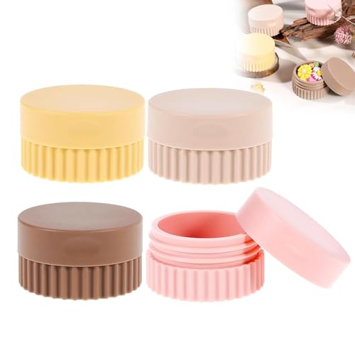 4 recipientes de viaje para artículos de tocador de 0.7 onzas/20 ml, tarro pequeño de silicona para crema con tapa, mini tarro de loción a prueba de fugas, contenedor de cosméticos de viaje recargable