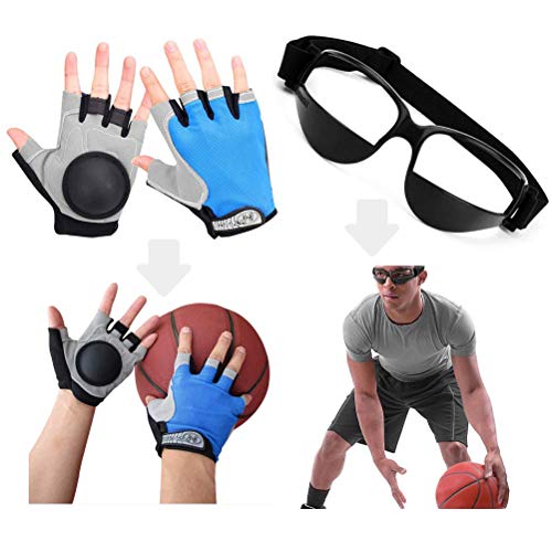 Wrzbest Basketball Dribbling Finger Training Anti Grip Ball Handle Train Gloves Basketball Goggles Dribble Eyewear Glasses Goggles for Kids Youth Adult Adolescent Golf Rugby Soccer (for Adult)