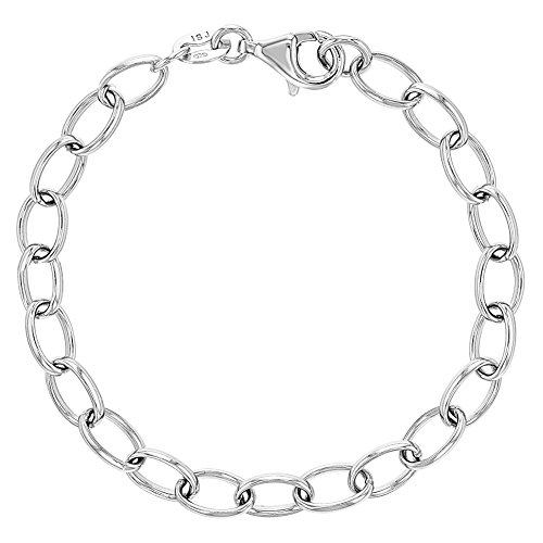 925 Sterling Silver Classic Link Chain Charm Bracelet For Little Girls & Preteen - Simple Yet Fashionable Plain Bracelets For Young Girls - Fabulous Jewelry For Children & Young Girls #TOP7