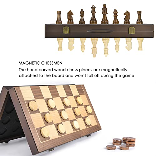Amerous 19148 Magnetic Wooden Chess And Checkers Game Set, 15 Inches (2 In 1) Chess Board Games thumb #3