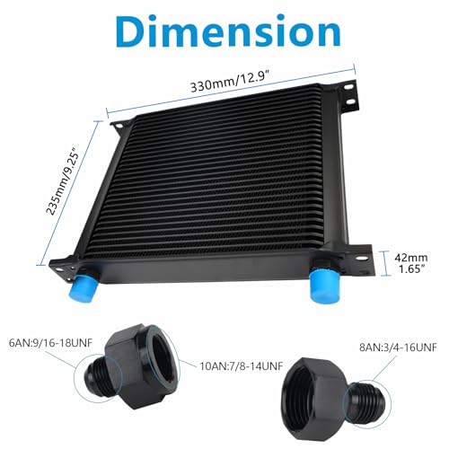 image for HTRACING 30 Row AN10 10AN Transmission Oil Cooler Kit Stacked Plate Wi