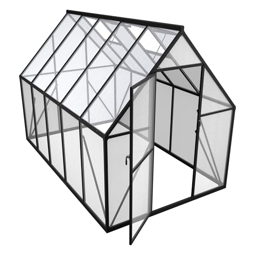 PEILU Serre en Aluminium avec PC Panneaux Transparent, Lucarne, Porte et Fondations, 280x170x195cm Hivernage Tente de Jardinage Accessible, Pépinière de Culture pour...