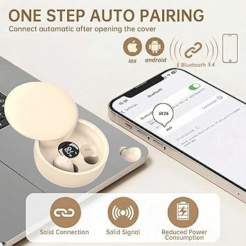 Invisible Sleep Earbuds, Mini Wireless Bluetooth Earbuds for Side Sleepers, Ultra-Light Ergonomic Design, Smart Touch Control, Auto Pairing, IPX5 Waterproof, Deep Bass Stereo Headphones（Skin） image 2
