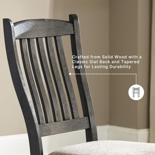 Image of Signature Design by Ashley Ralene Transitional Faux Leather Dining Chair with Cushioned Seat, Set of 4, Medium Brown & Black