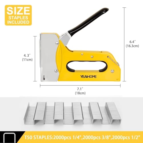 Image of Staple Gun -Upgrade 3 in 1 Upholstery Hand Stapler, Manual Brad Nailer Power Adjustment Stapler Gun for Wood, Crafts, Carpentry, Decoration DIY (Staple Gun, with 6000 Staples)