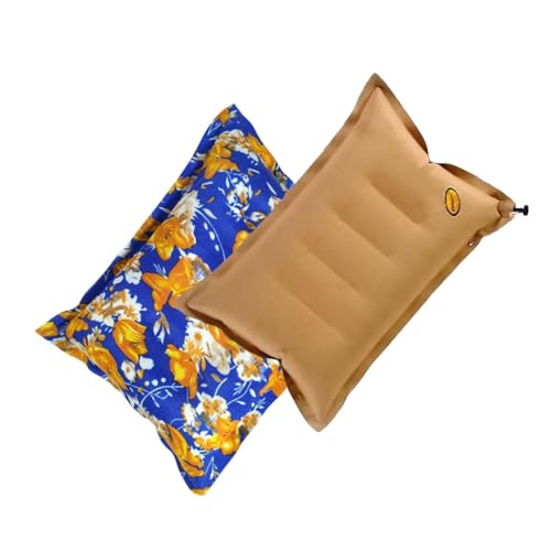 Image of Duckback Self-Inflating Air Pillow | Waterproof & Durable Travel Pillow for Neck & Back Support | Comfortable & Portable Cushion for Camping, Car, Office, & Home (Khaki-Blue)