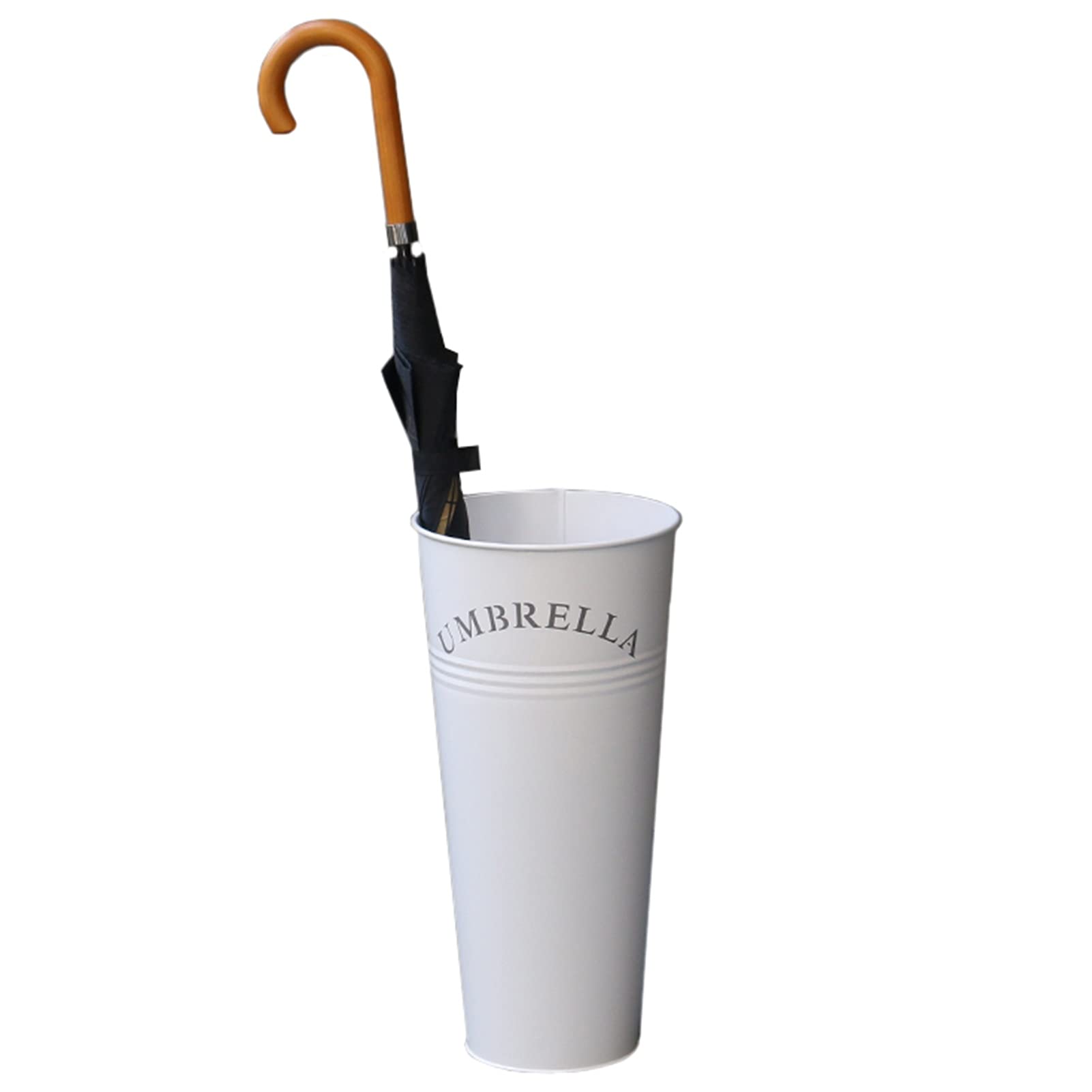 Gonmdopy White Umbrella Stand, Household Umbrella Stand, Metal Umbrella Rack, Retro Round Umbrella Rack With Drip Tray, Floor-Standing Umbrella Bucket