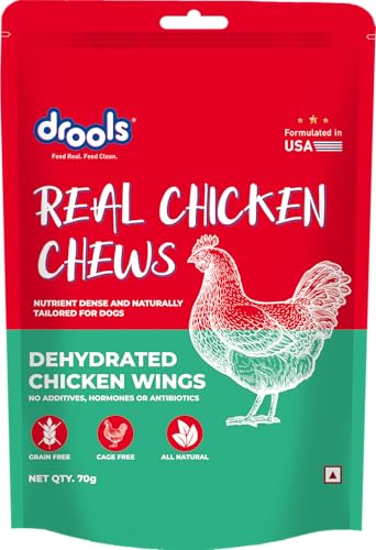 Image of Drools Puppy & Adult Dog Treats Dehydrated Chews Wings, 70g| Real Chicken Flavour | Vital Nutrients | Digestive Health | Protein-Packed | Tasty & Nutritious