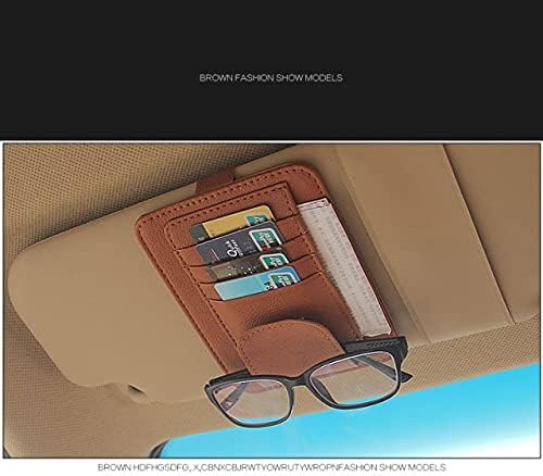 車のサンバイザー法案ペン名刺ホルダー Cd Dvd オーガナイザー収納ボックスサングラスクリップ片付けアクセサリー Card Holder Brown