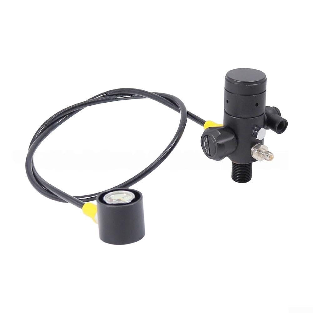 ARA Primo Stadio Regolatore M18x1.5 Adattatore Immersione 5000 PSI Riduttore di Pressione Valvola con Girevole a 360 Gradi per Pony Bottiglia e Cilindro Ausiliario Nero (CRF158)