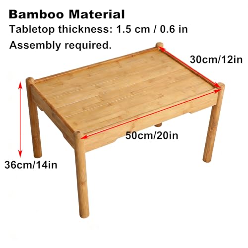 Table basse en bambou compacte 50x30 cm pour optimiser les petits salons