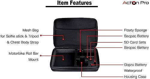 Image of Action Pro Medium Size Travel Storage Case Compatible with GoPro Hero 13 12 11 10 9 8 7 6 5 4 3+ 3 4K Yi EKEN Action Camera