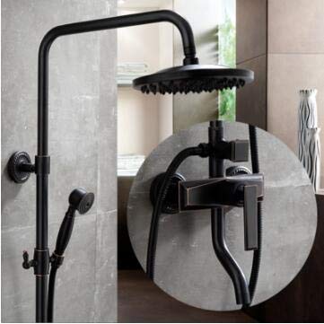 Robinet de douche antique en laiton contre le calcaire, ensemble mural noir carré robuste