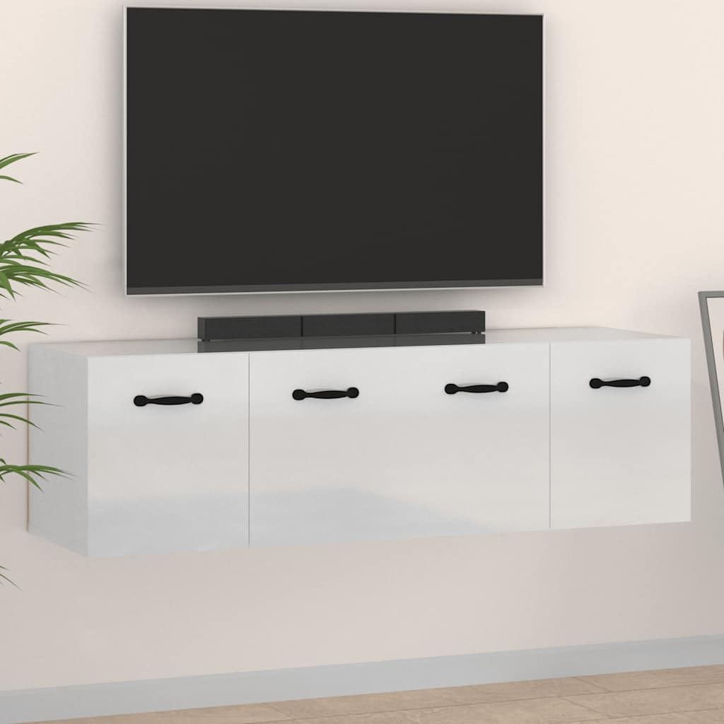 Étagère murale blanche laquée lot de 2 placards suspendus design 80 cm en bois