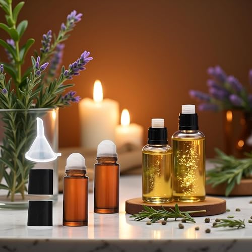 2Pcs Brown 30ml Glass Essential Oil Roller Bottles,Perfume Roller,Refillable Roll on Bottles Container Empty Deodorant Rollerball Beauty and Personal Care Tools for Fragrance Cosmetics Roll on ottles2
