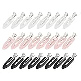 Wobe 24 Pcs Creaseless Hair Clips, No Bend No Crease Flat Hair Clips for Women – Hairdressing Pins for Bangs, Finger Waves, Makeup & Salon Hairstyling (Black/Pink/White)