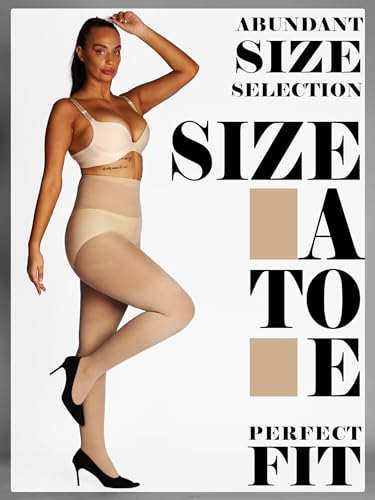 Image of HONENNA Semi Opaque Silky Women Pantyhose Tights, 20+ Colors Invisibly Toe Reinforced 60 Den Size A-E