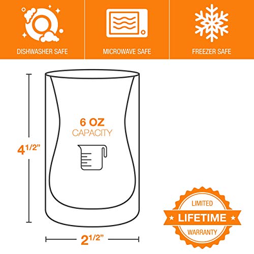 Eparé Bundle: 4 Oz Set Of 2 Glass Espresso Cups & 6 Oz Set Of 2 Turkish Tea Cups - Insulated Clear Mug With Handle & Double Walled Clear Glass Cup #TOP6