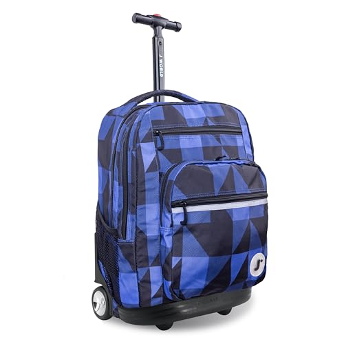 J World Sundance Laptop Rolling Backpack for Girls Boys. Roller Bookbag with Wheels, 20 Inch, Block Navy by J World New York - Used condition - US$56.61