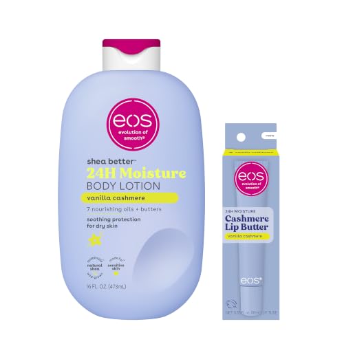 Image of Bundle of eos Cashmere Lip Butter - Vanilla Cashmere, Plumping Peptides, Smoothing, 0.35 fl oz + Shea Better Body Lotion Vanilla Cashmere, 24-Hour Moisture Skin Care, Body Lotion, 16 fl oz