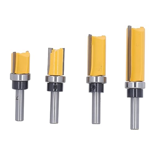 Eujgoov - 4 Pièces Mèche de Routeur de Garniture Affleurante, Mèche de Garniture Affleurante 8mm Tige de Profilage Coupe Portant Coupe Droite Fraise à Bois