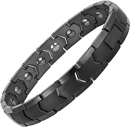Generic Magnetic Bracelets for Men Women, 316L Stainless Steel Clasp Bracelet with Hematite Magnets, Magnetic Energy Jewelry Gift with Adjustment Tool (Black)