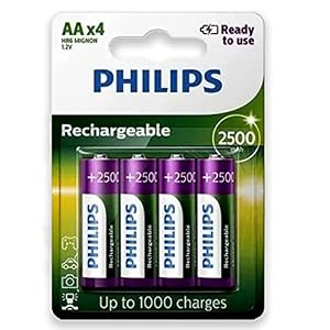 Pilha Recarregavel Philips Aa De 2500Mah 4 Unidades 1.2V