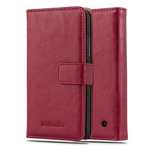 Cadorabo Custodia Libro per Nokia Lumia 640 in ROSSO VINACCIA - con Vani di Carte, Funzione Stand e Chiusura Magnetica - Portafoglio Cover Case Wallet Book Etui Protezione