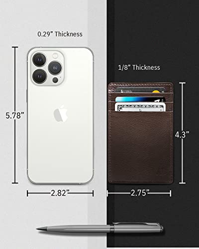 Image of Access Denied Slim Minimalist Wallets For Men & Women - Leather Front Pocket Thin Mens Wallet RFID Credit Card Holder Gifts For Men