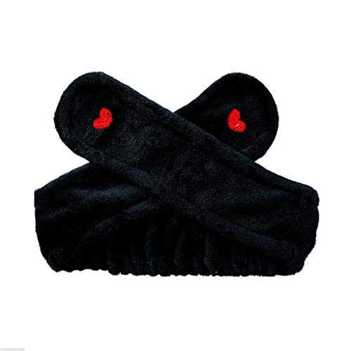 Serre-tête de lavage du visage ▏ broderie de lavage amour visage cheveux bande bandeau cheveux bande ▏ appliquer le maquillage masque masque bandeau oreilles de lapin mignon coiffure féminin Bandeau d Cover
