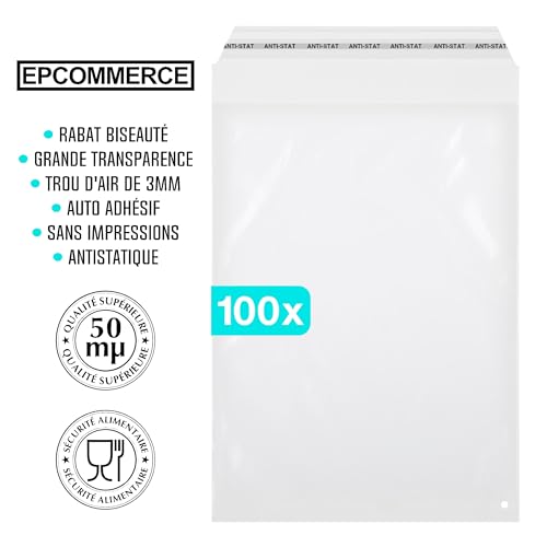 100 x selbstklebende Folienbeutel, 165x220 mm, im DIN A5 Format, transparent, antistatisch, ideal zum Verpacken von Druckmedien oder Textilien