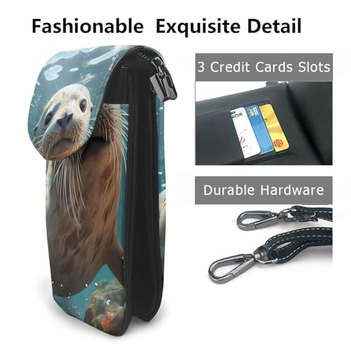Seal pup in water Women's crossbody bag, crossbody phone bag, tassel wallet with shoulder strap, best gift for women.2