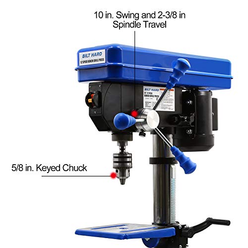 BILT HARD 10 in. Drill Press, 12-Speed Benchtop Drill Press with Vise and Drill Bit Set