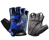 Kinder Neue Fahrradhandschuhe Kinder Halbfingerhandschuhe Sommer Anti-Rutsch-Gel-Pad-Handschuhe für Jungen Mädchen Rennradfahren - blau, L 6,5 cm
