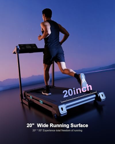Image of Treadmill for Home with 20% Auto Incline, 20 inch Extra Wide Running Belt, 12.4 MPH High Speed Folding Treadmill, Kinomap App & Wireless Charging, 3.5HP Power Running Machine