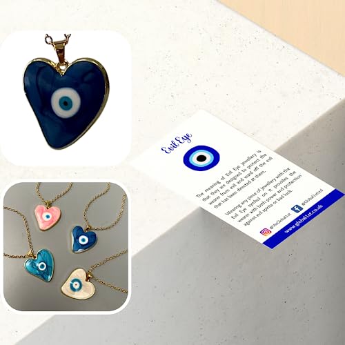 Evil Eye Pendant, Heart, Blue, Natural - Image 3