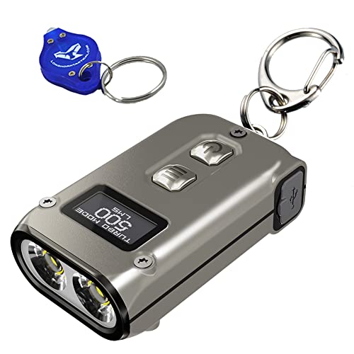 Nitecore Tini 2 Keychain Flashlight, Titanium 500 Lumen Usb-C Rechargeable Fast Charging With Digital Display And Lumentac Keychain Light #TOP4