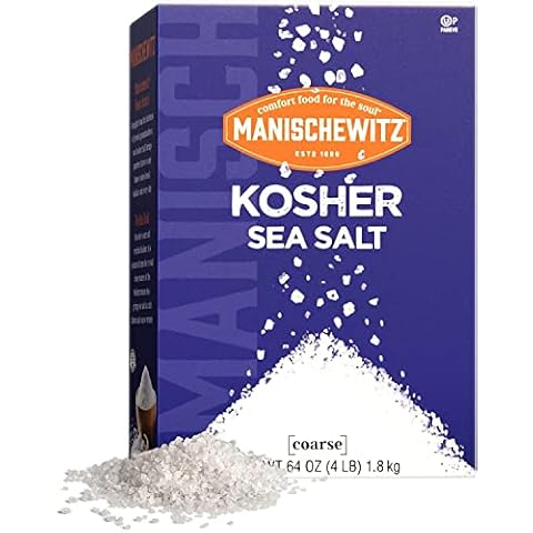 Manischewitz Natural Kosher Salt 1.8kg Box | Easy Pour Spout | 100% Coarse Sea Salt from Sicily Italy | Iodine Free | No Additives or Fillers | Salt Grinder Refill Cover