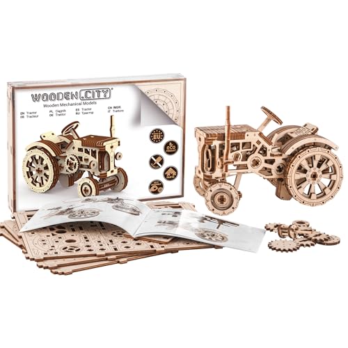 WOODEN.CITY Tractor 3D Puzzles for Adults – Mechanical Farm Tractor Model for Adults & Teens, 148-Piece DIY Kit with Moving Wheels, Made in EU - Image 9