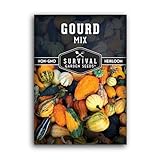 Mixed Gourd Seeds for Planting – Ornamental Mix of Colorful Decorative Gourds for Fall Crafts, Birdhouses, and Harvest Décor - Heirloom Non-GMO Open-Pollinated - Survival Garden Seeds (1 Pack)